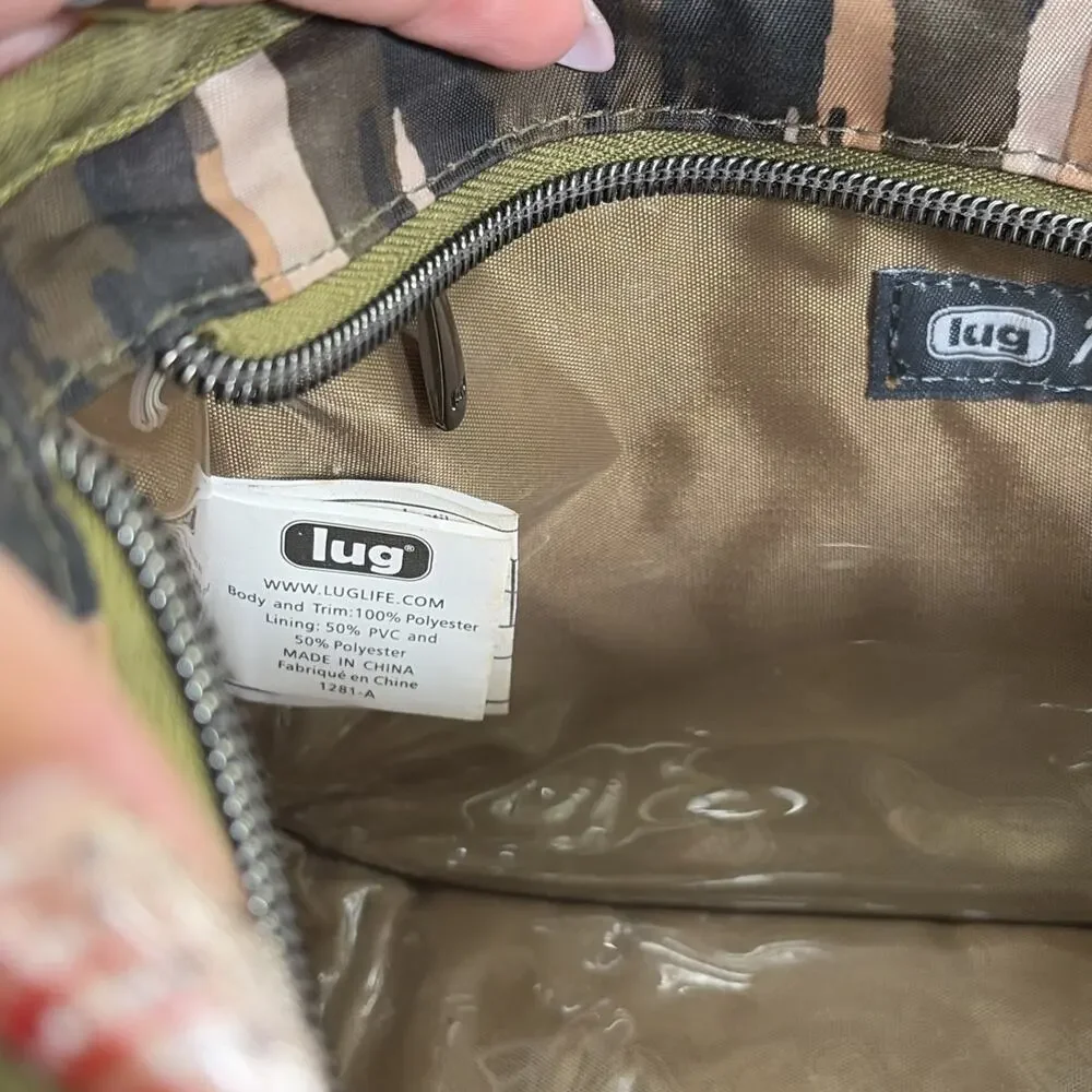 LUG Parasail Cosmetic Bag Green/Brown Camo Nylon Travel Makeup Case Bnfts Chrty